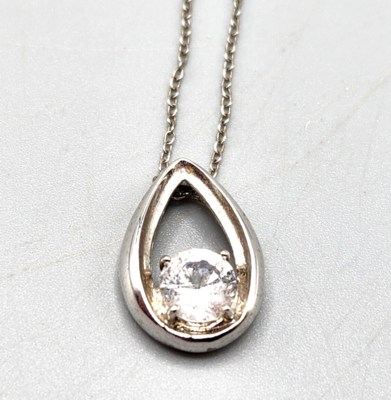 ネックレス・ペンダント Teardrop Pendant Necklace - Silver Sterling Silver Teardrop Pendant Necklace w CZ accent 925 DL