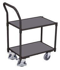 Eurokasten-Etagen-Roller 605x410 mm mit Bodenplatte und Rohrschiebebügel anthraz