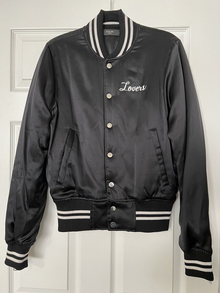 AUTHENTIC AMIRI Lovers Embroidered Satin Bomber Jacket AUTHENTIC AMIRI Lovers Embroidered Satin Bomber Jacket