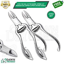 2 Pcs Toe Nail Cutter Barrel Spring 4.5" Ingrown Nail Nipper Clipper Locking