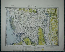 1883 LETTS MAP ~ INDIA CALCUTTA BENGAL BURDWAN BHOTA LOWER ASSAM