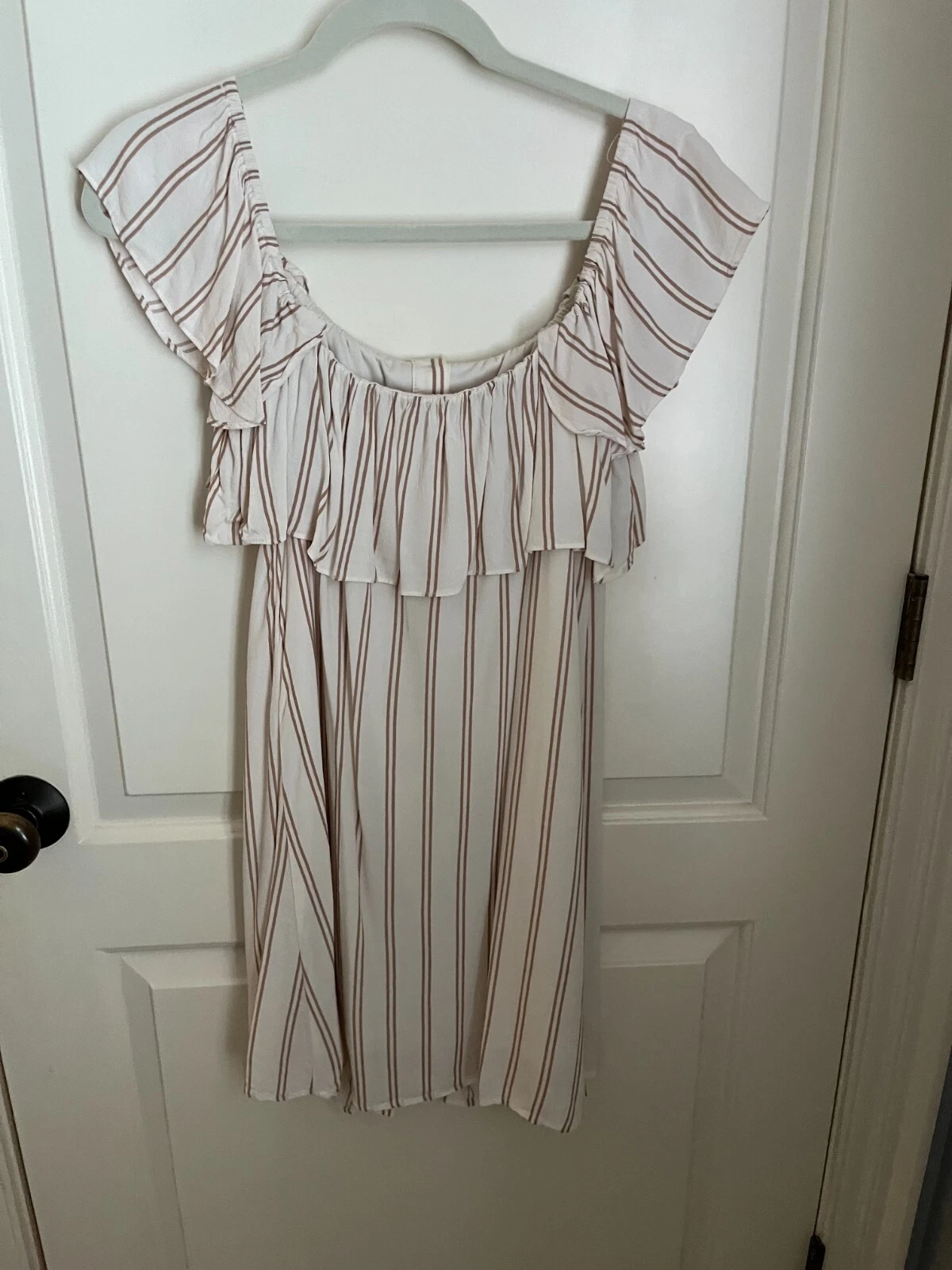 Abito da sole BR Off White a righe con spalle scoperte o meno donna taglia S EUC