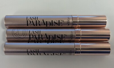 3PCS L'OREAL LASH PARADISE MASCARA BLACKEST BLACK 0.28OZ   WASHABLE *SEE DESCR.