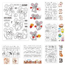 Clear Stamps CUTE ANIMALS Baby Mice Sheep Goat Chick Rubber Stamping Card Making