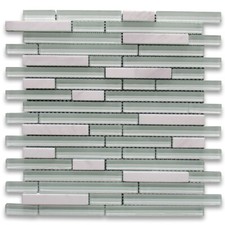 A76001 Glass Mosaic Tile White Glass White Marble Brick Cane Backsplash