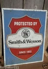 PROTECTED BY SMITH & WESSON Tin Metal Sign Wall Bar Decorative Garage Classic