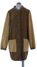 Yaya Women Coat Fluffy Wool Overcoat Olive Green Arty Lagenlook Camel Hair Uk 10