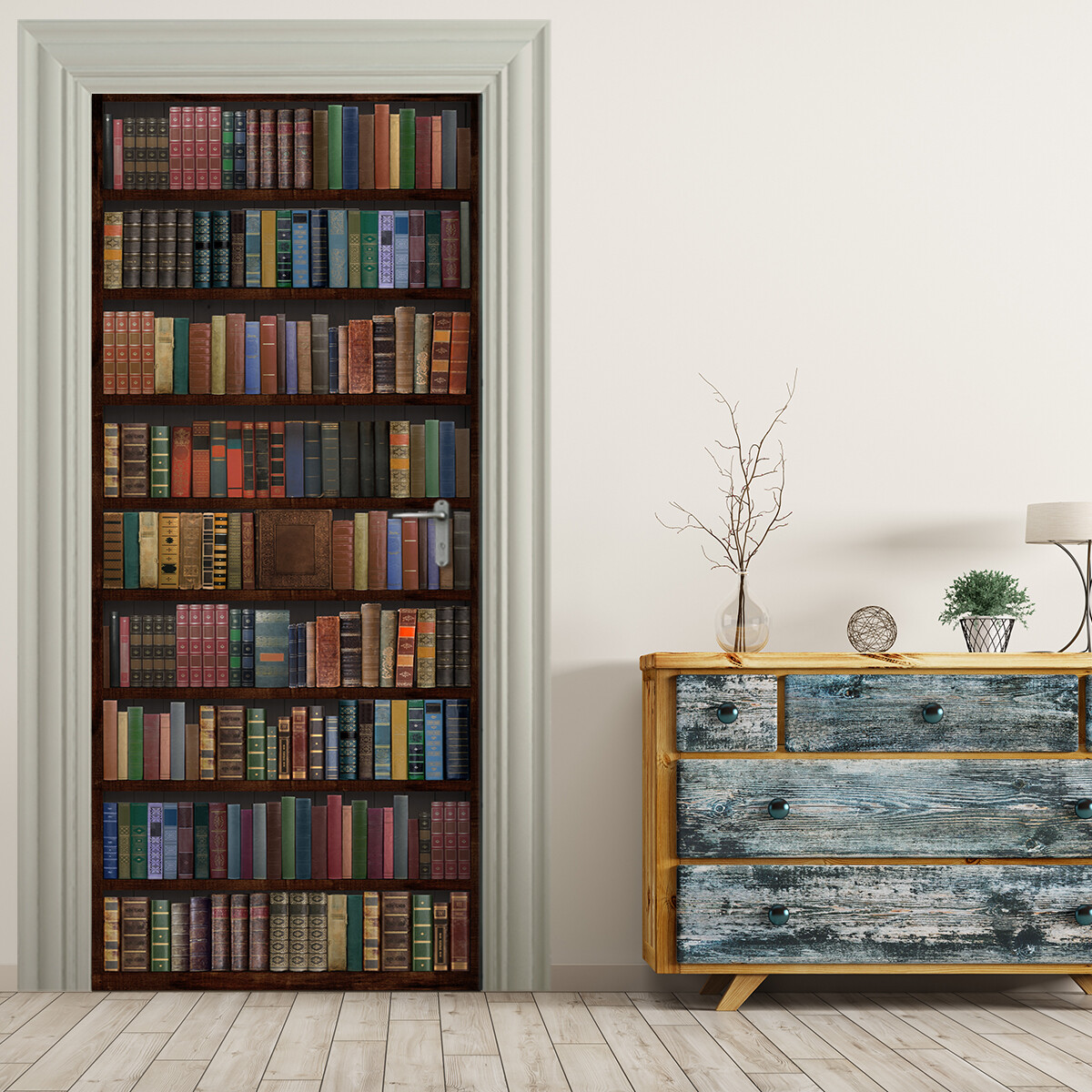 Türtapete Selbstklebend Bücherregal Design - 86x200cm PVC Folie