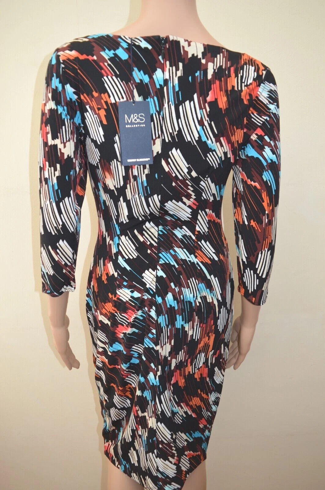 UNDERCOVER Abito Astratto Multicolore Dimagrante Segreto Nuova Collezione M&S Tg UK 10