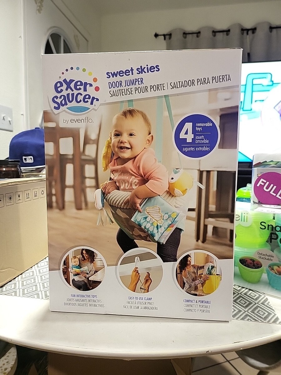Evenflo Exer Saucer Sweet Skies Door Jumper, Removable Toys, Brand New