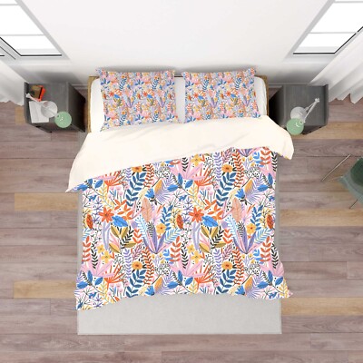 3D Flower Leaves Flora Pattern Quilt Cover Set Bedding Sets Pillowcases Queen 10