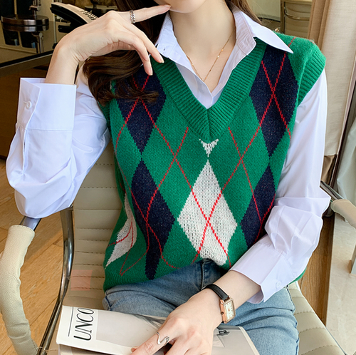 Lady Knitted Waistcoat Jumper Sweater 