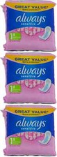 Always Sensitive Normal 16 Pack l Feminine Hygiene l Sanitary Pads X 3