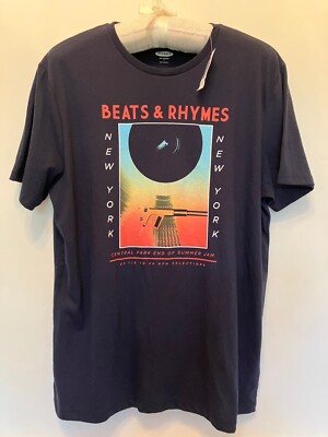 Adult Large Beats Rhymes Central Park Graphic Short Sleeve Crew Neck Tee Shirt 