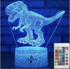Dinosaur Night Light T-Rex 3D Illusion 16 Colors Changing Lamp w/ Remote - A0027