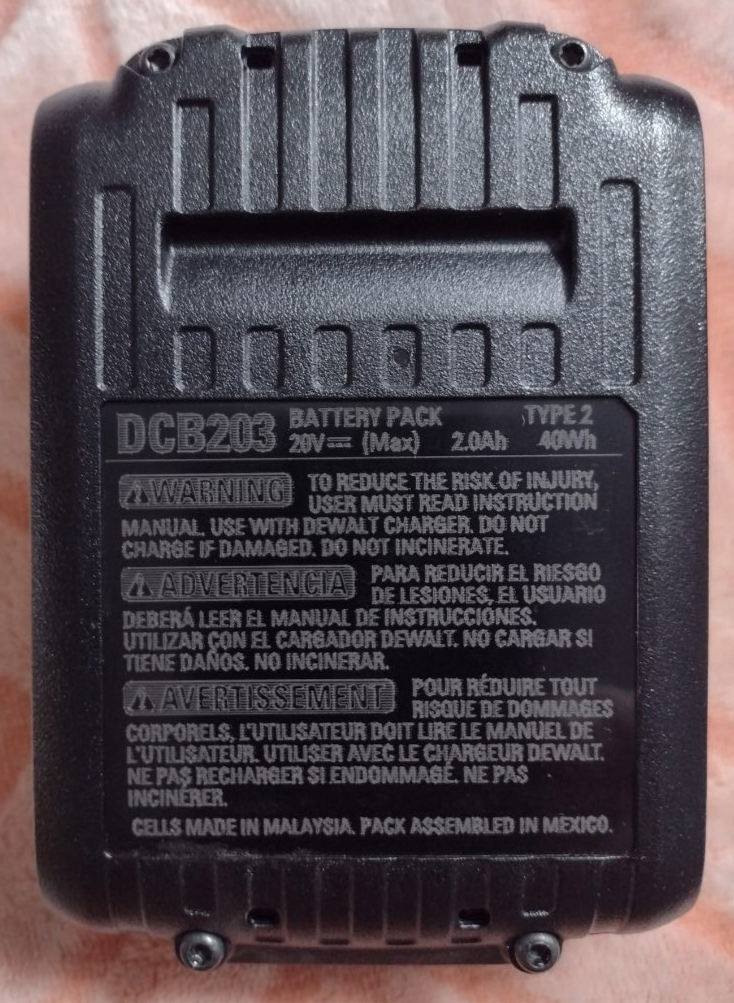 DEWALT DCB203-2 20V 2Ah Li-Ion Battery 2-Pack for Power Tools