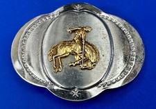Cowboy Saddle Bronc Western Two Tone Reflective Vintage Replacement Belt Buckle