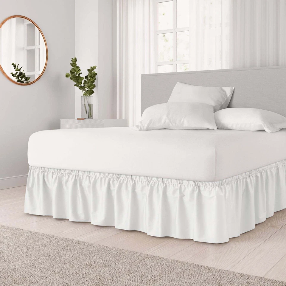 Wrap Around Dust Ruffle Bed Skirt, Easy Fit & Pleated 15" Drop by CGK Linens - Image 2 of 2