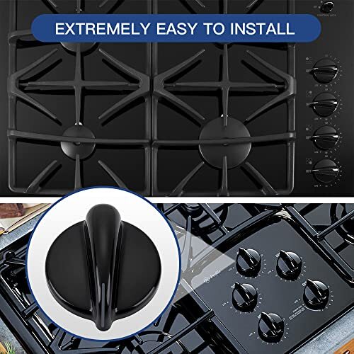 4 Pcs WB03T10236 Burner Control Knob, Gas Range Knobs Black for GE