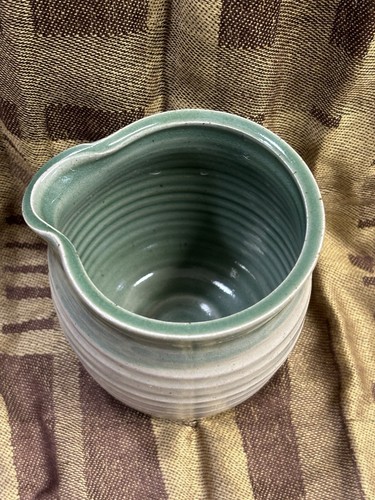 Studio Art Pottery Stoneware Creamer Signed Gray Green 4” - Picture 2 of 3
