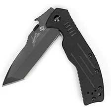 Kershaw 6044TBLK Emerson CQC 3.5" Tanto Folding Knife Plain Edge Black G10 Frame