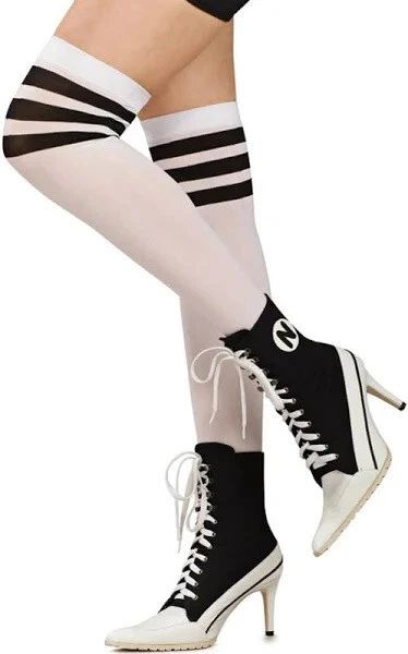 Rubie's Medias Altas Harley Quinn Rojas Y Negras – Accesorio Para Disfraz De Adulto, Talla Única