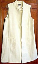 New Womens White Fully Lined With Pockets Long Vest/jacket By Mark Size Xl