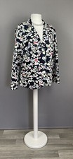 Maine Size 18 Cotton Linen Jacket Navy Blue Ivory Floral Summer Blazer Debenhams