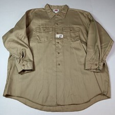 Vintage Dickies Mens Shirt 19-19 1/2 x 33 Beige Button Up Work Long Sleeve