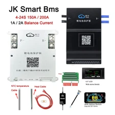 JK BMS w/Heat Active Balance BMS 4S-24S 150A 200A Lifepo4 Li-Ion Battery Lot