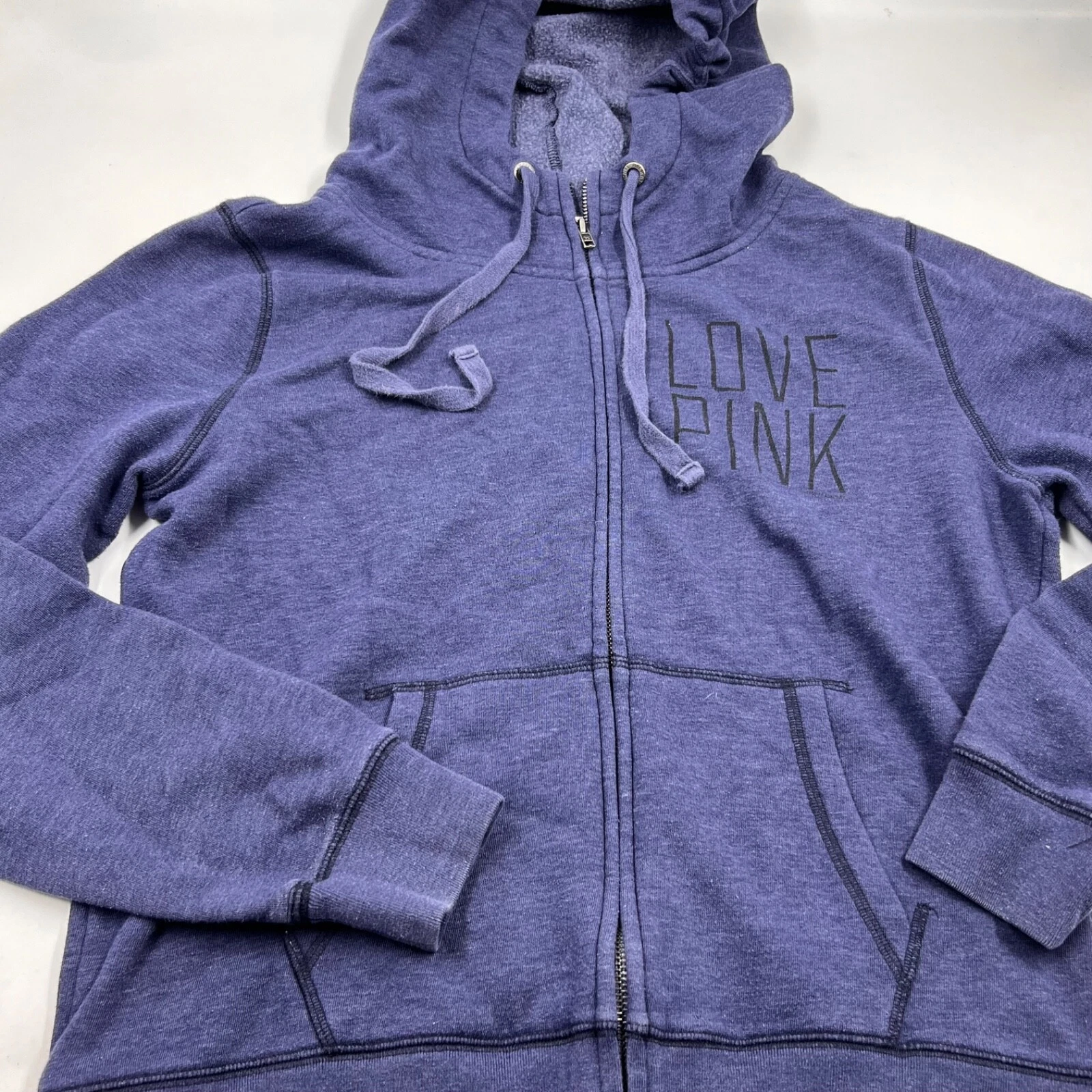 UNDERCOVER Felpa con cappuccio Victorias Secret ROSA taglia L blu cotone full zip manica lunga LOVE casual