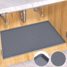 Under Sink Mat, 34" x 22" Silicone Waterproof Mats for Kitchen Leak Protection