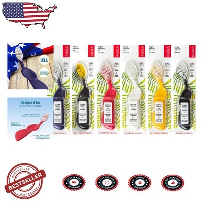 Eco-Friendly Flex Brush Toothbrushes - Assorted Colors, 6-Pack - Gum Health Care