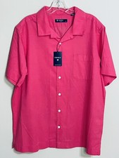 NWT Cremieux Classics size L coral short sleeve button up shirt mens