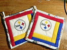 Set of 2 PITTSBURGH STEELERS Pot Holders 8.5"x8.5" Handmade