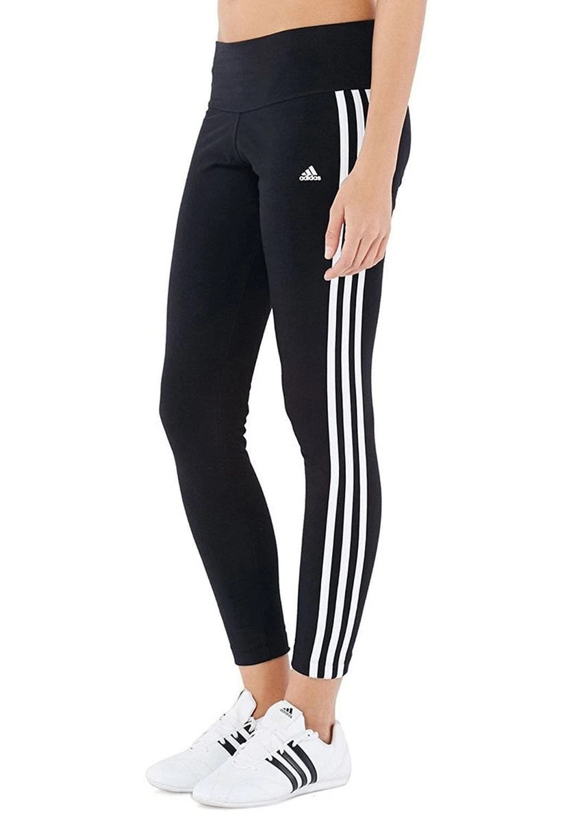 NWT Women's Adidas Black 3 Stripe Leggings Climalite Size Small