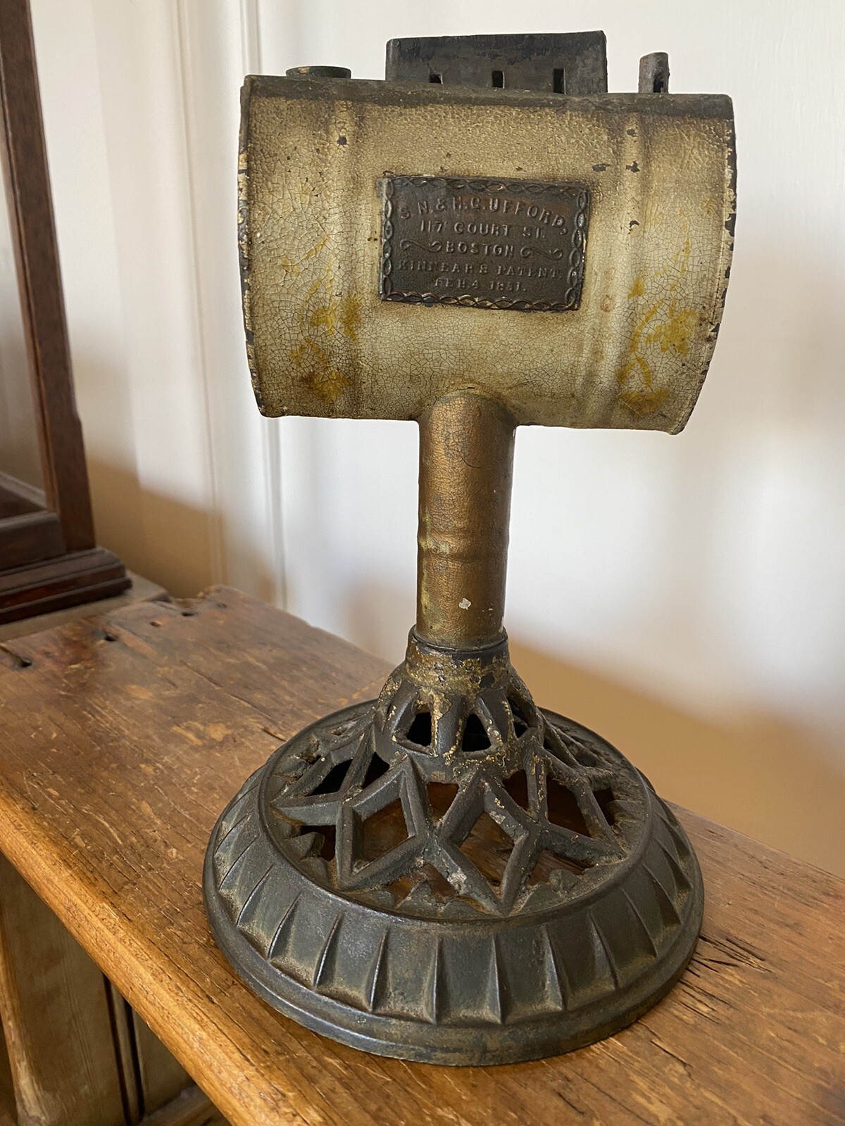 Rare Antique 1851 S N & H C Ufford Whale Lard Oil Lamp Light Kinnear’s