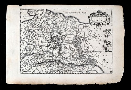 1696 Jacob Colom Map Utrecht Amsterdam Amersfoort Gouda Holland Netherlands
