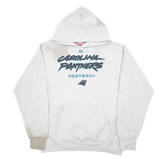 NFL Hoodie Carolina Panthers Football USA Spellout Jumper Sweatshirt Mens L