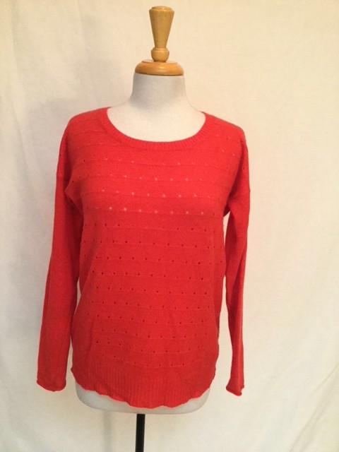 SAFFRON Cashmere Open Weave Roll Sleeve Melon Colored Sweater-Large | eBay