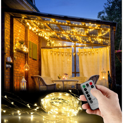 Lunartec Outdoor-Lichtervorhang, 300 LEDs, Fernbedienung, 3x3 m, warmweiß, IP44