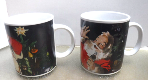 Set of 2 Coke Coca Cola Mugs Santa Claus Christmas 2002 by Sakura EUC - Picture 2 of 10