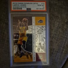 2019-20 PANINI DONRUSS OPTIC LEBRON JAMES WINNER STAYS SILVER HOLO PRIZM PSA 10