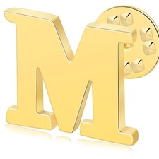Initial Letter Lapel Pins for Men Women Personalized Name Brooch Pins Gold M