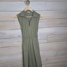 Calvin Klein Safari Chic Olive Green Dress Women's 6 Cutout Back Utilitarian