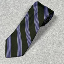 Brooks Brothers Basic Mens Tie Pure Silk Green Purple Striped USA Golden Fleece
