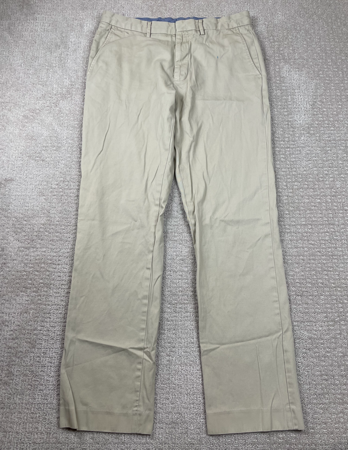 J Crew Pants Mens Size 33x34 Beige Cotton Twill Classic Fit Straight Leg Preppy