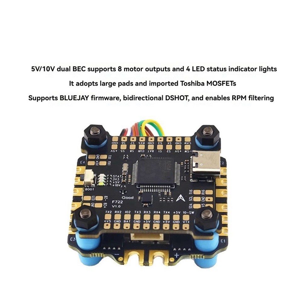 F722 60A Stack F722 Flight Controller + BLHELI-S 60A 4-in-1 ESC 3-6S ...