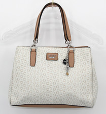 Vintage Guess PVC White Tan Print w/Sharm Shoulder Satchel Bag