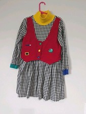 Vintage Polly Flinders Girls Dress . Red Vest . Back To School Girls Size 6. 6x